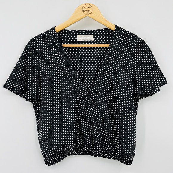 Urban Outfitters Satin Polka Dot Cropped Blouse, Size Small, Flounce - Picture 3 of 8
